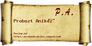 Probszt Anikó névjegykártya